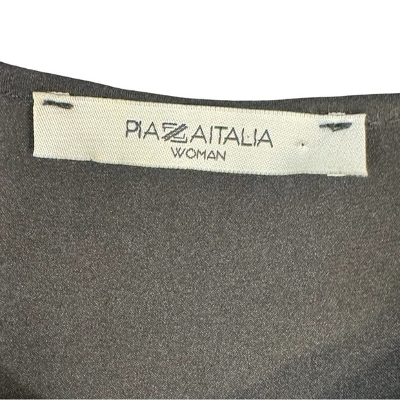 Piazza Italia Sheer Black Silky Knee Long Dress Womens - Picture 2 of 5